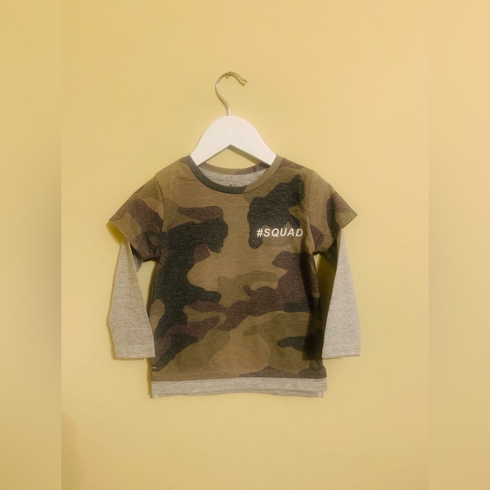 River Island Boys Toddler Camo '#SQUAD" Print Long Sleeve T-shirt